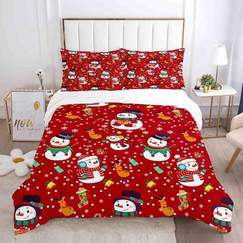 Housse de couette 140x200 rouge anti-plis en microfibre 110g/㎡ pour lit sans repassage