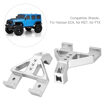 Front Rear Suspension Bracket for RGT 136100 1/10 RC Crawler, Aluminum Alloy Shock Absorbing Bracket, Durable Replacement for Horizon ECX FTX RC Cars with Screws (Silver 680028B)