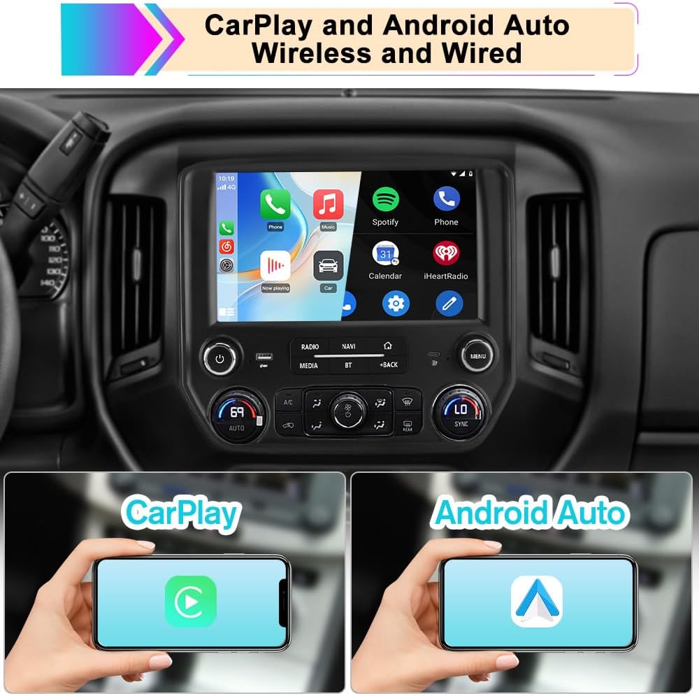 10.1” Car Radio Stereo for Chevy Silverado/GMC Sierra 2014–2018 | 2GB+64GB | Wireless CarPlay & Android Auto | DSP | Backup Camera | SWC | Bluetooth | FM/AM/Radio | SWC | WiFi