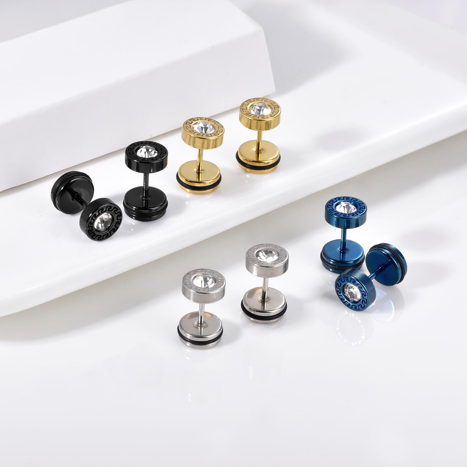 Stainless Steel Stud Earrings Punk Piercing Earrings for Men Hypoallergenic Gifts