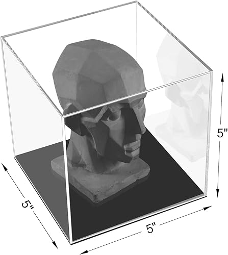 Miniatura 9 de Cliselda Vitrina de acrílico totalmente ensamblada con base negra de 4 x 4 x 4 pulgadas, caja de acrílico cuadrada transparente, cubos pequeños