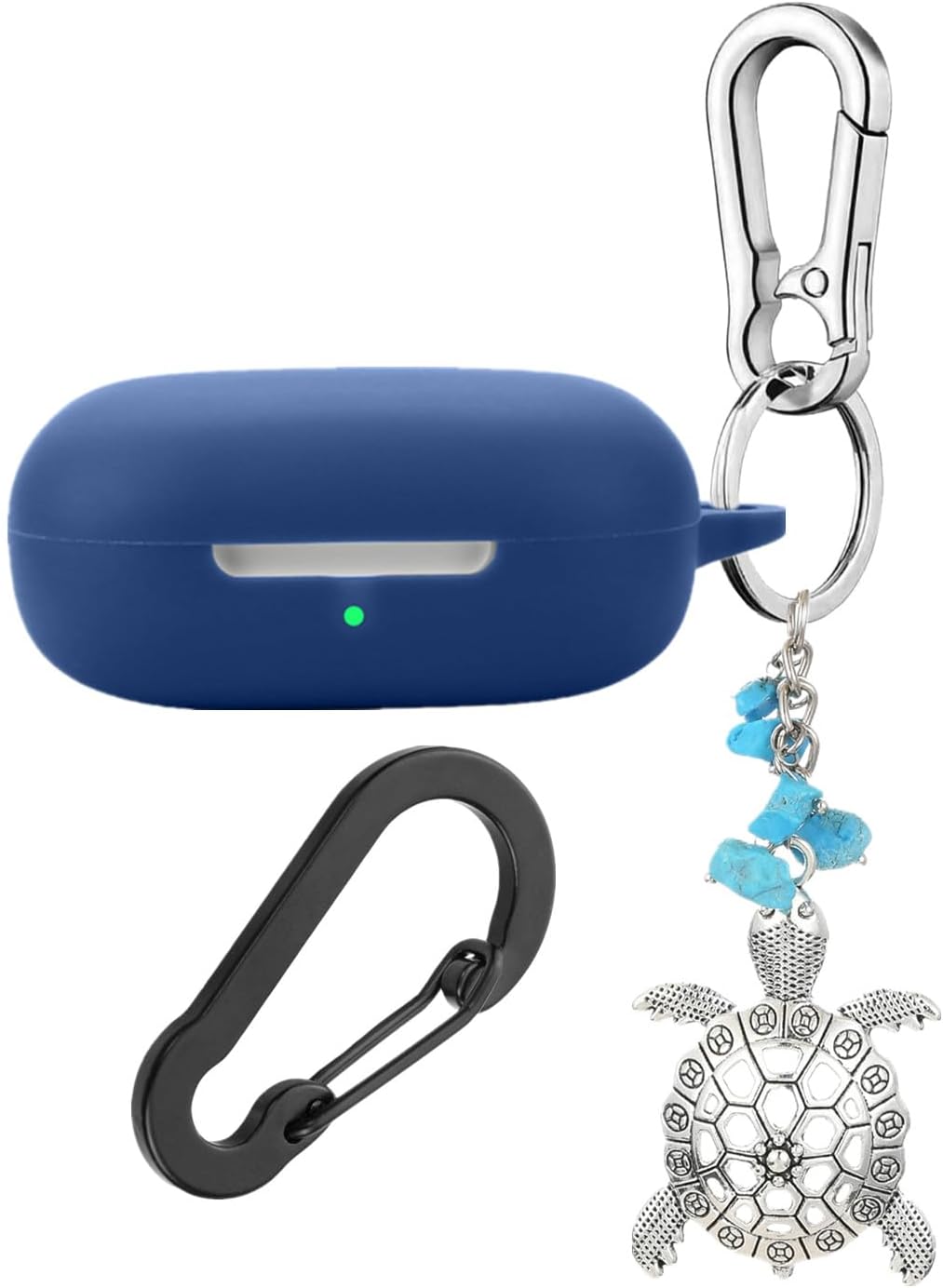 Silicone Case for Shokz OpenFit Air with Cute Keychain,Shockproof Protective Cover Compatible with Shokz OpenFit Air with Sea Turtle Key chain Charm for Women Men (Blue)
