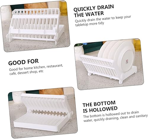 Miniatura 6 de Alipis Estante de plástico Platos de secado Rack 1pc Estante blanco Fregadero Bandeja de plástico Bandeja de secado de platos Estante de placa