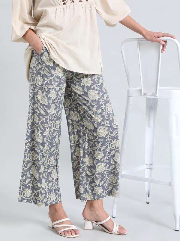 Image of GO COLORS Soft Viscose Printed Palazzo Full Length for Women| Breathable, Mid Rise