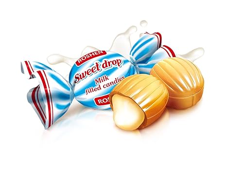 Miniatura 7 de Roshen Caramelo Dulce Gota con Relleno Lechoso, Deliciosos Dulces Sabrosos 378gr13.33oz Paquete de 2