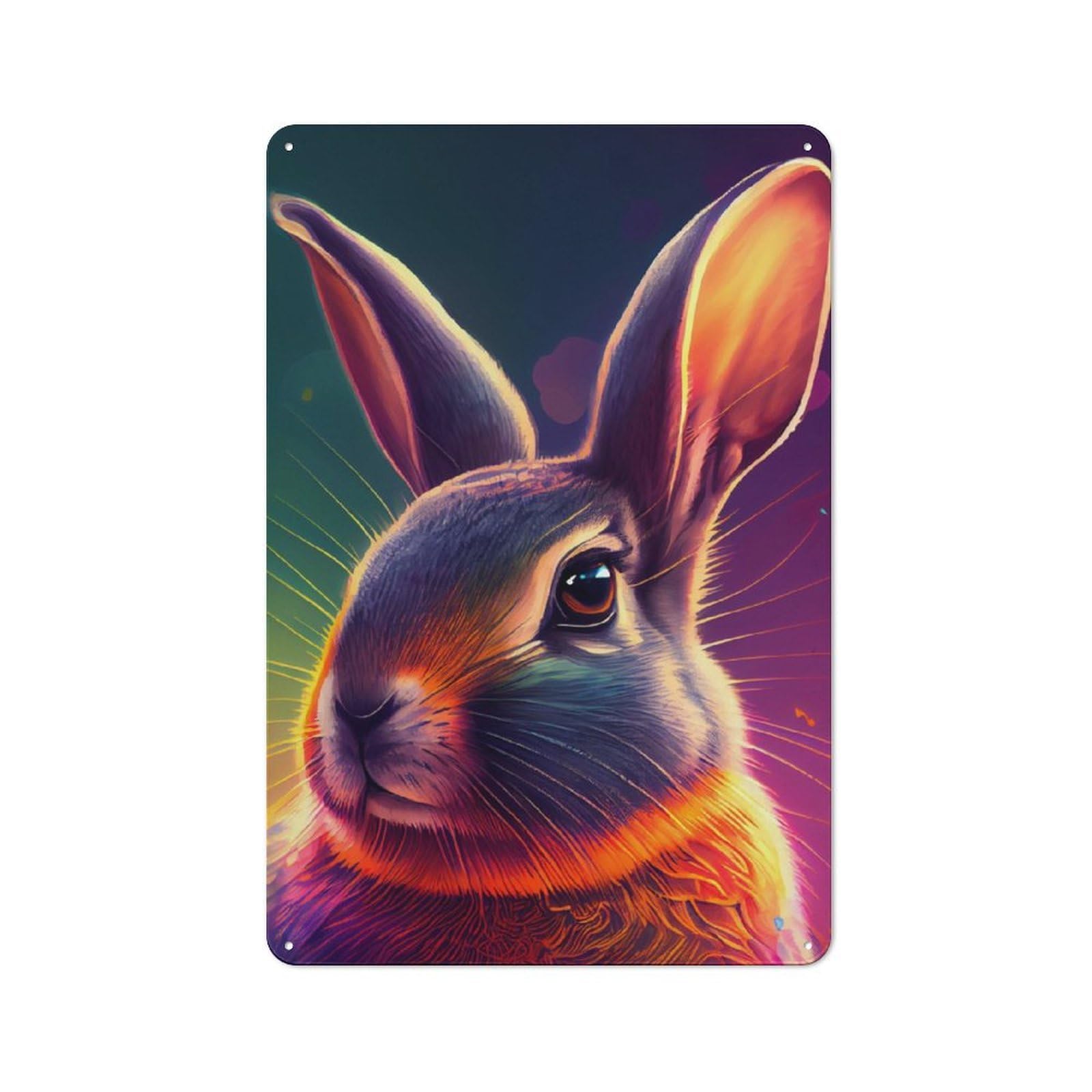 Junmoney Rabbit Colorful Tin Sign 30X20cm With For Home Bar Wall, Rustic Decor, For Kitchen, Dining Room And Home Bar Wall Decor