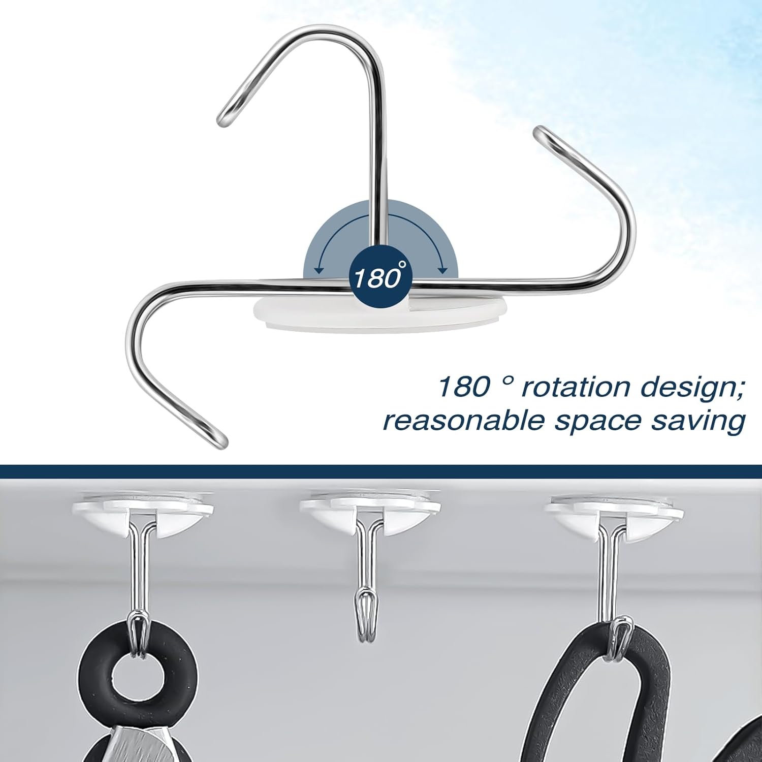 24pcs Round Plastic Hooks - Small Self Stick Hooks for Hanging, White, Waterproof & Oil Proof for Kitchen Utensils
