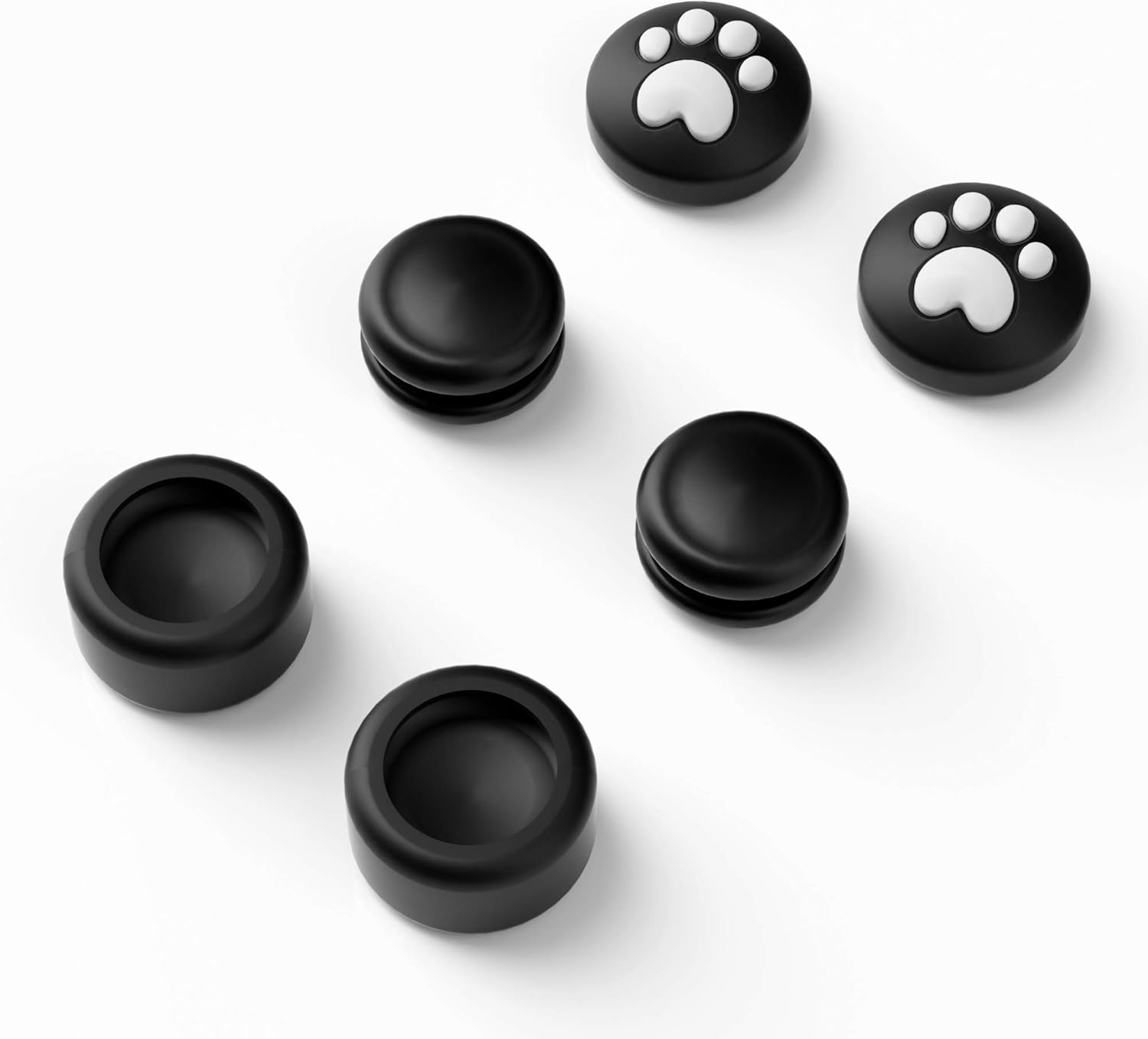 LeyuSmart Thumb Grip Caps for Playstation5 PS5 PS4 Xbox Switch Pro Controller,Cat Paw Thumbstick Caps for Joystick (Black)