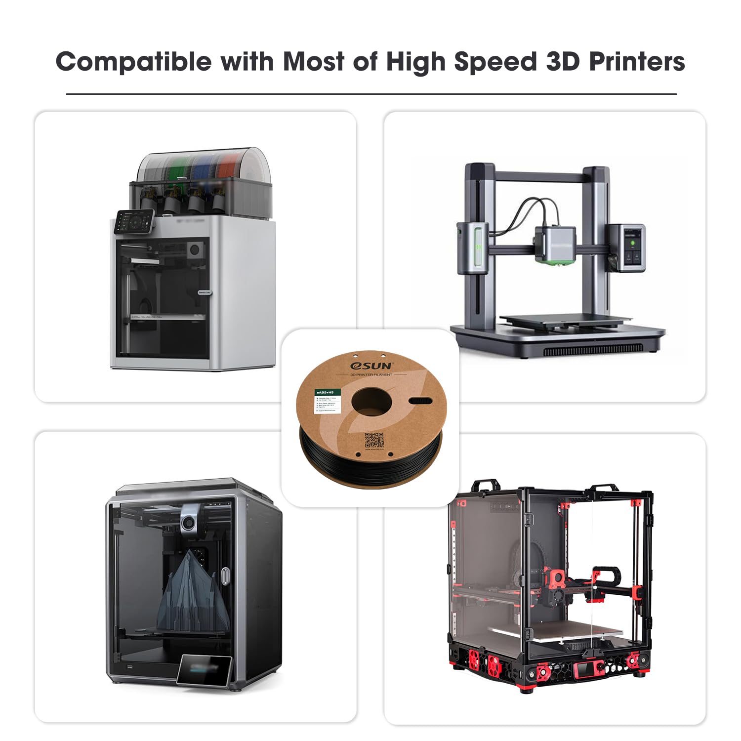 eSUN High Speed ABS+ Filament 1.75mm, Black, 1KG (2.2 LBS), Acrylonitrile Butadiene Styrene, 3D Printing Filament for 3D Printers 3