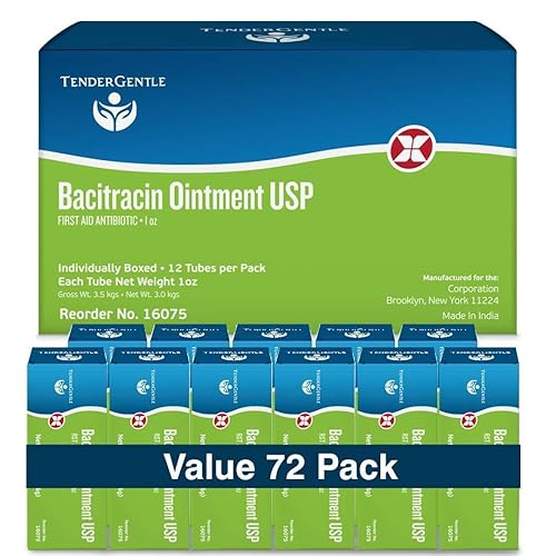 Ungüento antibiótico de bacitracina con zinc USP 1 oz de ungüento antibiótico tópico de primeros auxilios, caja de 72 Ayuda a prevenir infecciones