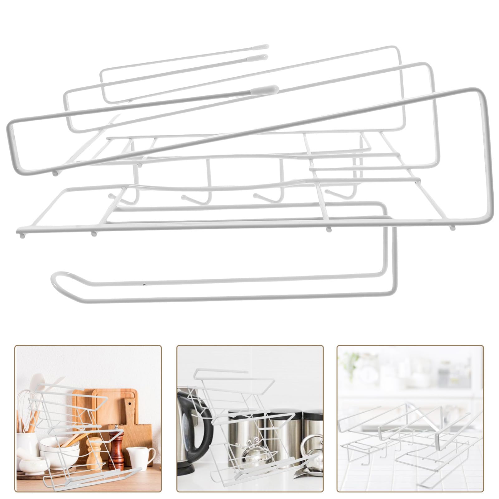 PRETYZOOM Ganci per Tazze Sottopensile in Ferro Portaoggetti da Cucina Organizer Salvaspazio senza Supporto Inferiore per Appendere Cucchiai e Spatole