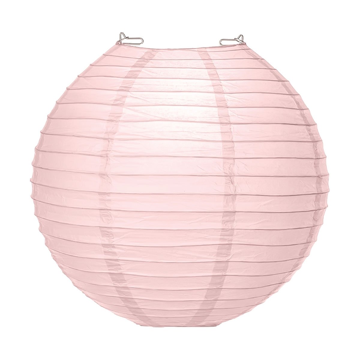 Luna Bazaar Premium Decorative Paper Lantern - (Single, 20-Inch, Bridal Pink, Parallel Ribbing) Round Paper Lantern - Ideal Wedding and Party Decor or Home Accent, Lighting Optional