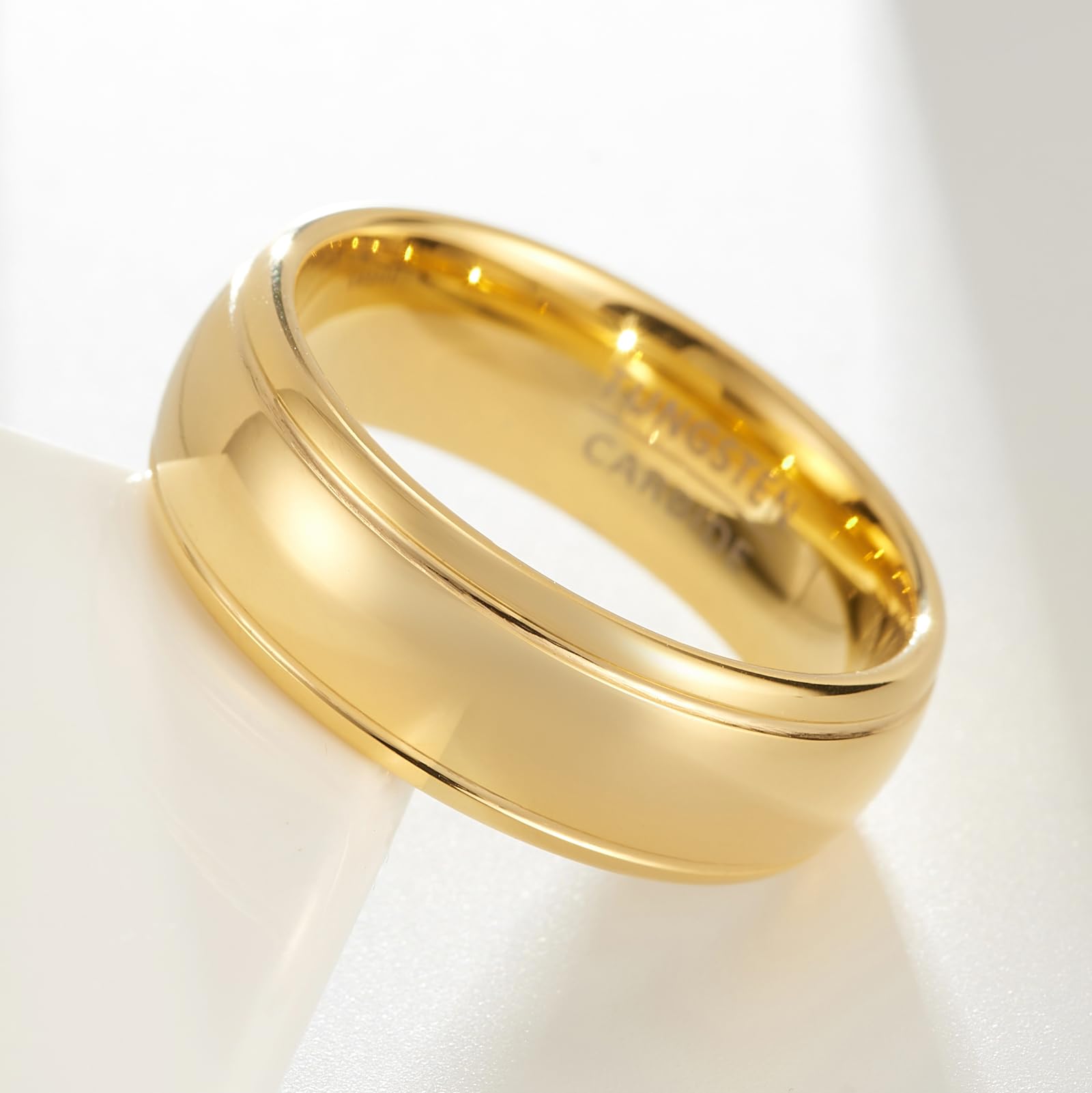 Anillos de boda dorados de carburo de tungsteno para hombre y mujer con un ancho de 8 mm, adecuados para bodas, compromisos, aniversarios y regalos.