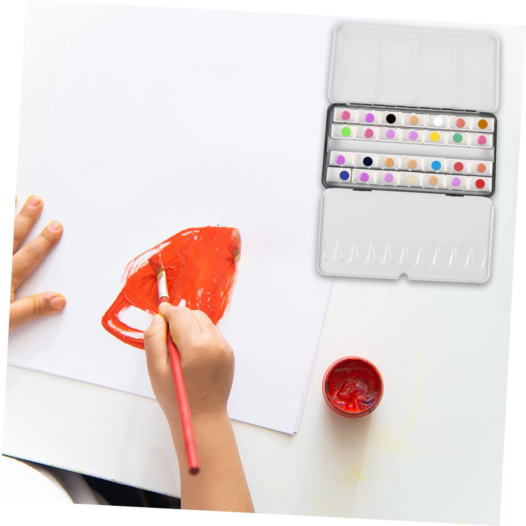 Boîte à Aquarelle Vide en Fer Noir Portable et Légère Grosse Capacité, Coffret de Rangement pour Pigments, pour Artistes en Déplacement