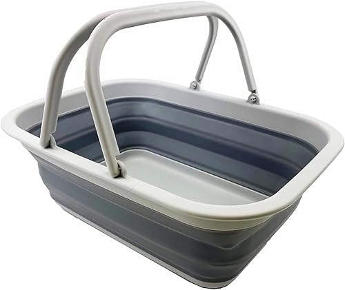 Miniatura 51 de SAMMART Tina de plástico plegable con asa de 9.2 L (2.3 galones), cesta de picnic portátil al aire libre, lavabo plegable para lavar platos