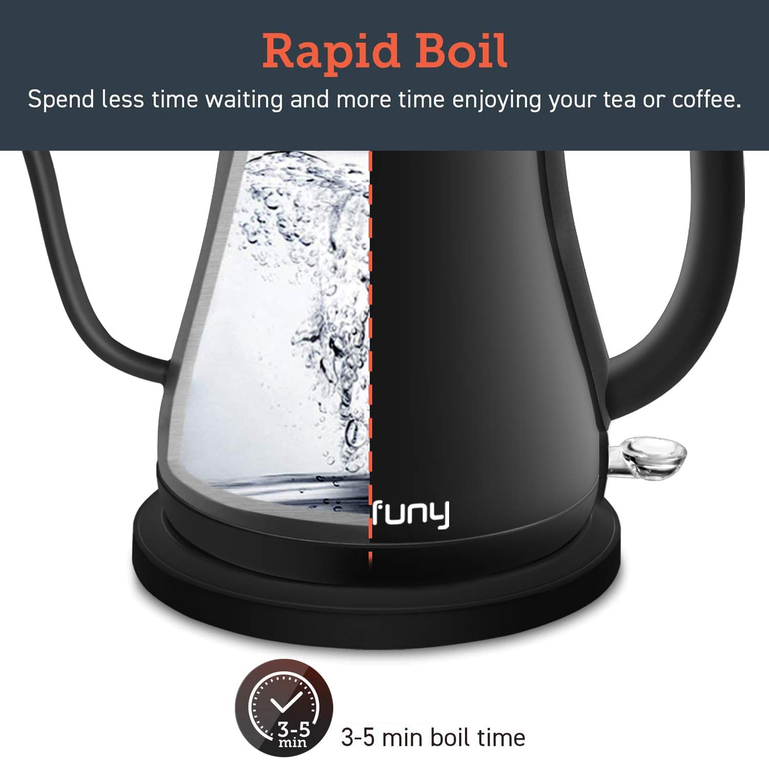 Electric Water Kettle with Thermometer, Gooseneck Boiler Coffee Brewing