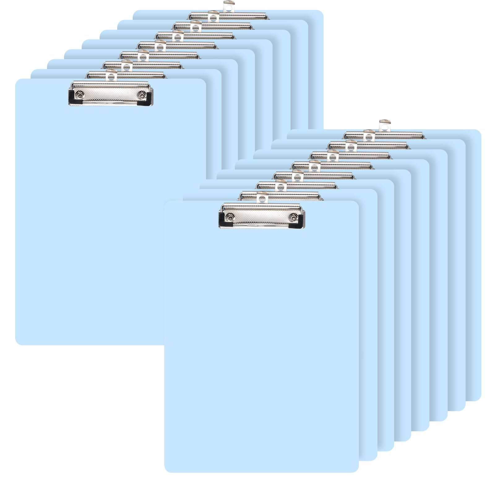 JEUIHAU A4 Plastic Clipboard, 16 Pack Clip Boards Folder, Clipboard with Hold for Office Classroom Supplies, Outdoor Use, Blue