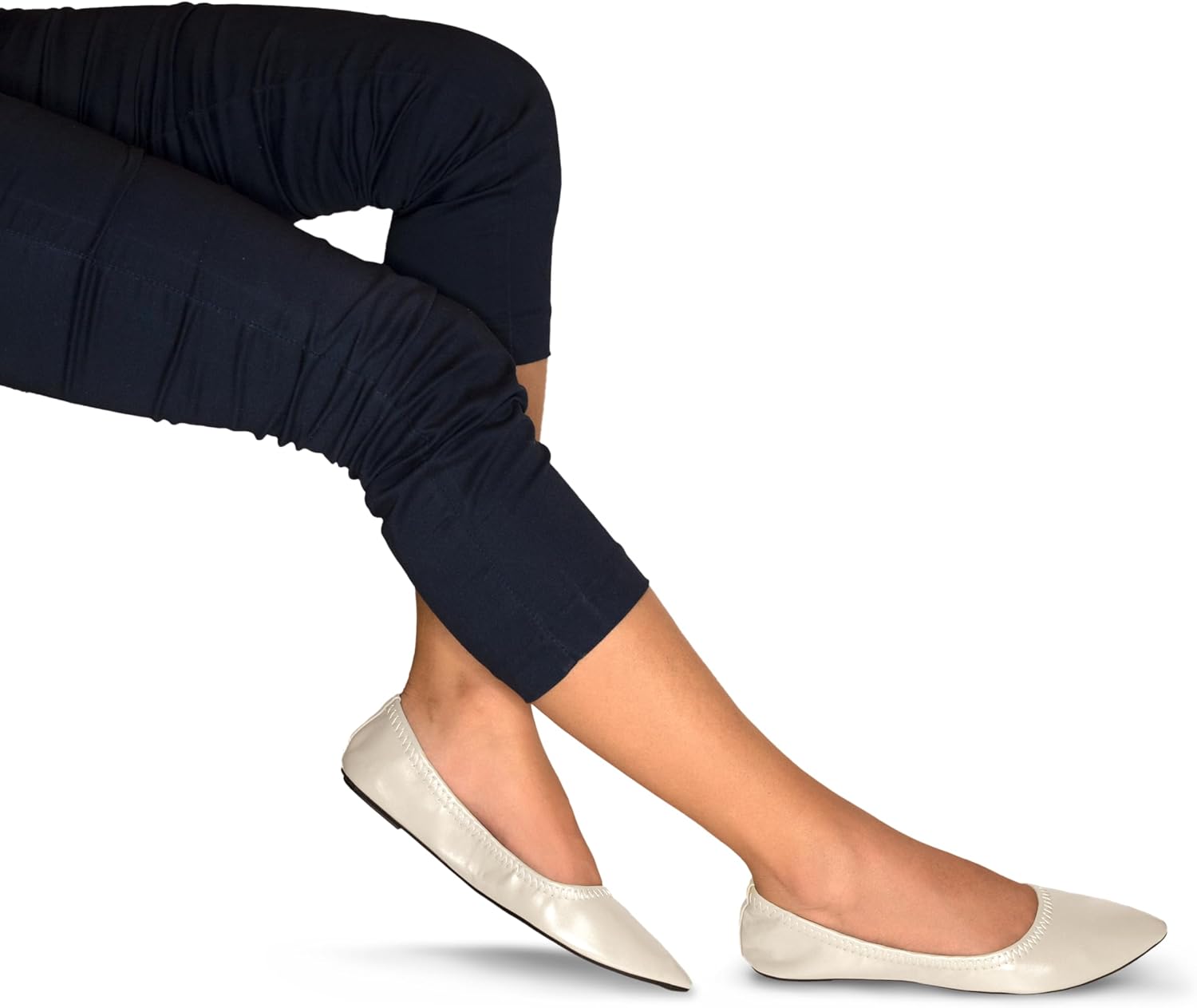 Silky Toes Womens Foldable Flat Ballet Shoes Casual Business Flats for Women (Winter White, US Footwear Size System, Adult, Women, Numeric, Medium, 7) - Image 2