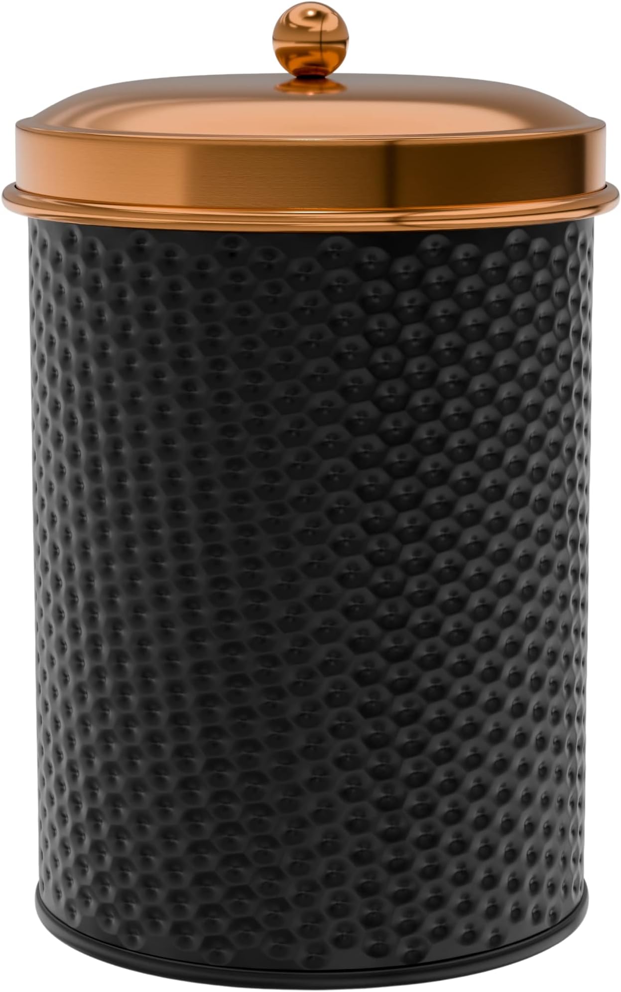 Amici Home Ashby Metal Storage Canister | Food Storage Containers with Lids | Kitchen Canisters for Countertop with Vintage Design | Black/Copper, Large, 70 Oz