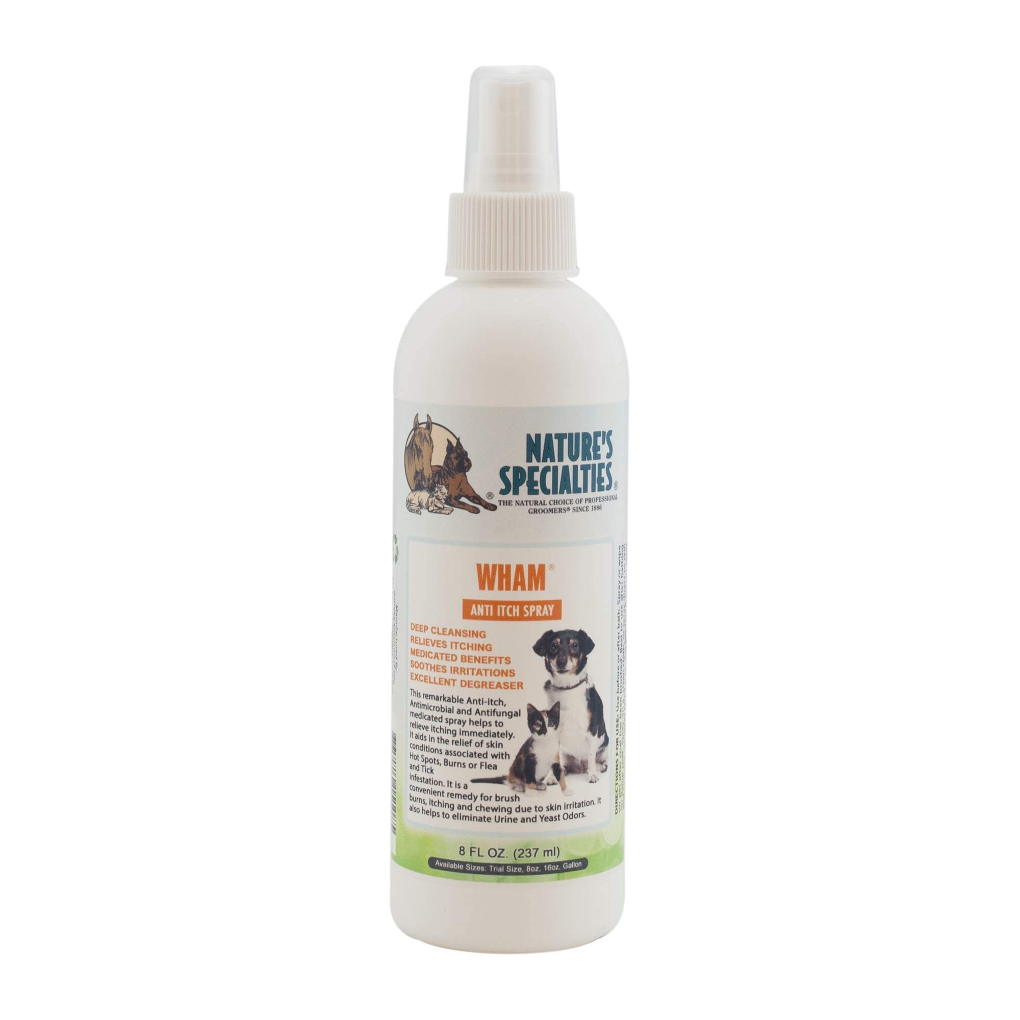 Nature's Specialties Wham Anti-Itch Dog Spray - Medicated Spray for Dogs - Instant Relief to Irritated Skin - Helps Relieve Brush & Clipper Burns - Tea Tree Formula to Soothe Skin, 237ml