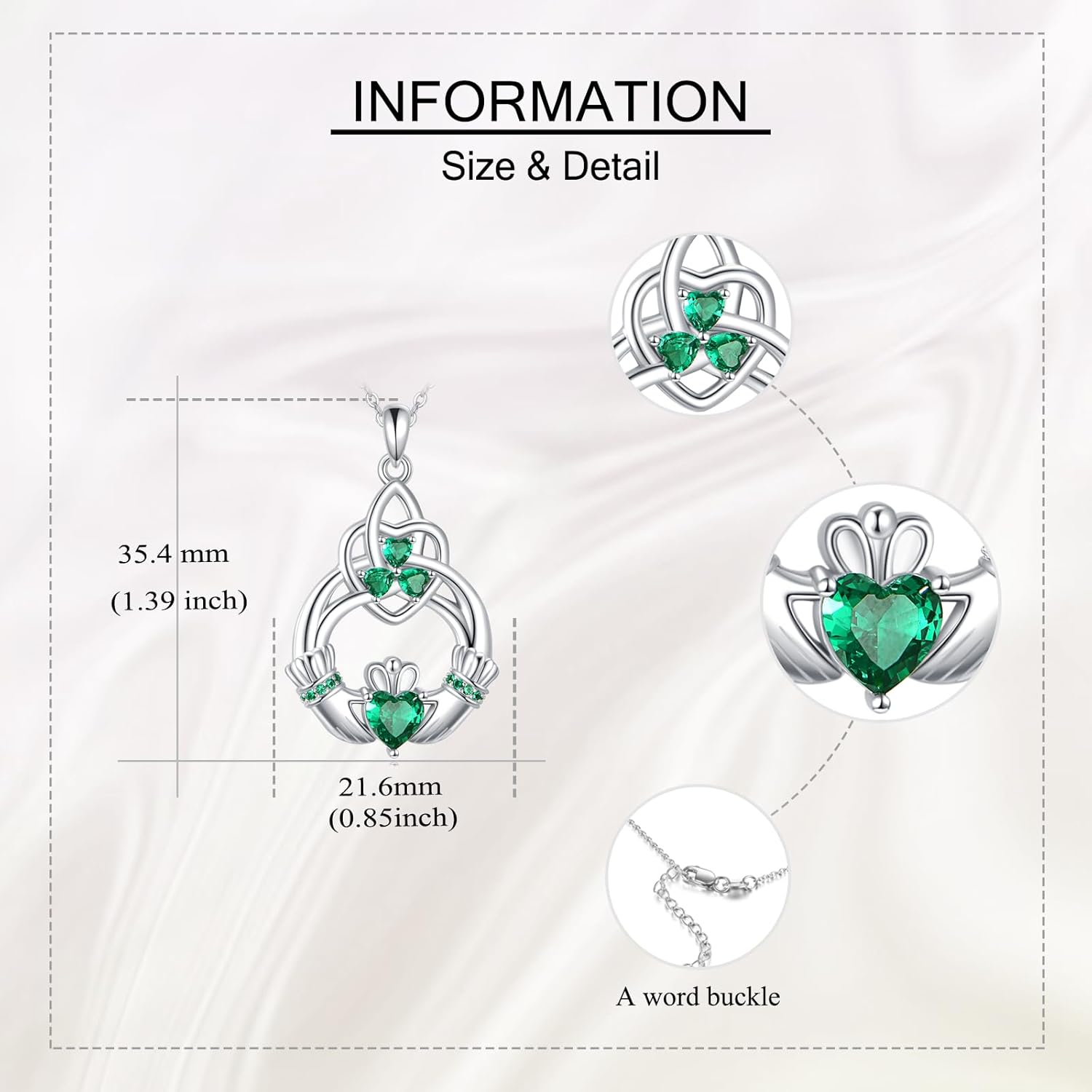 Irish Claddagh Necklace 925 Sterling Silver Trinity Celtic Knot Pendant Eternity Love Celtic Shamrock Necklaces Irish Jewelry Gifts for Women Mom Wife - Image 4