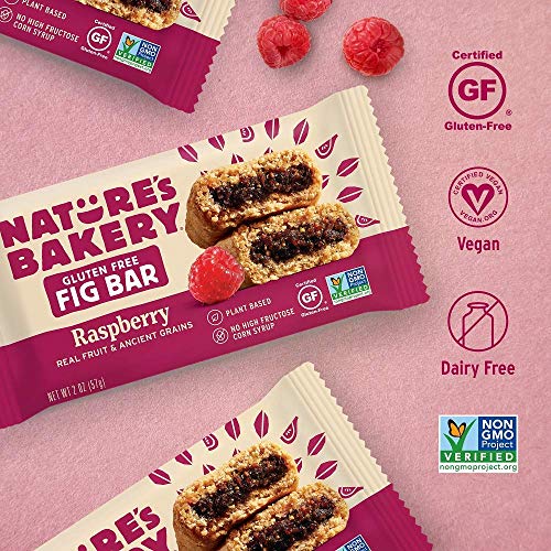 Nature's Bakery Gluten Free Fig Bars, Raspberry, Real Fruit, Vegan, Non-Gmo, Snack Bar, 1 Box With 6 Twin Packs (6 Twin Packs) #TOP4