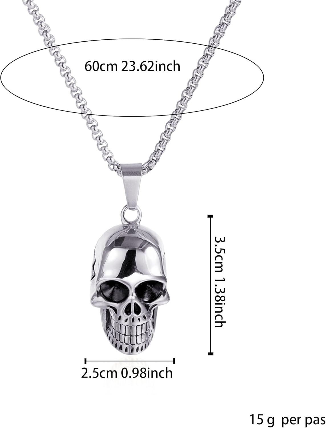 Skull Gothic Punk Rock Hip Hop Pendant Necklace Cool Amulet Pendant Necklace for Men Women - Image 5