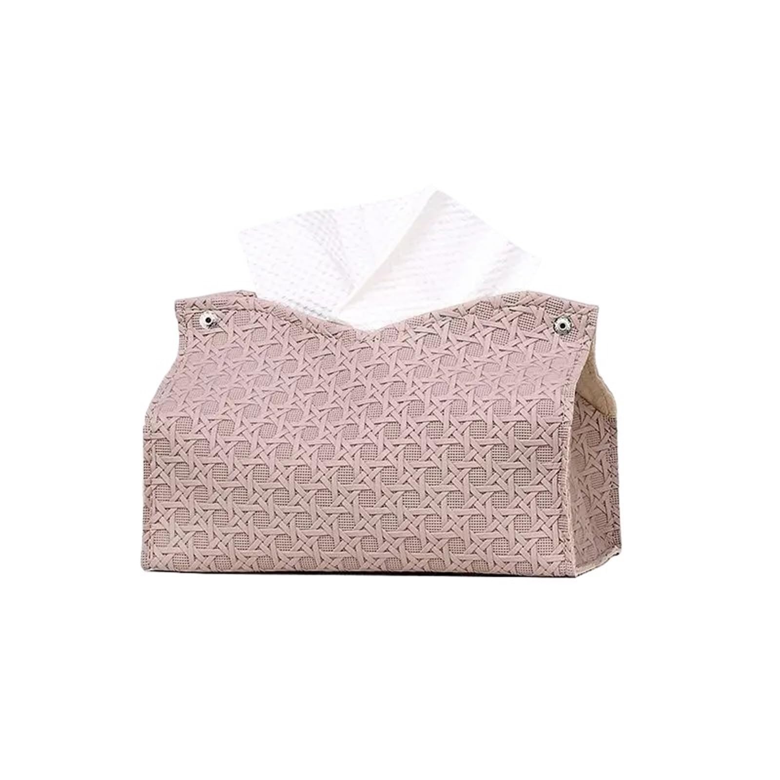 Living Room Coffee Table PU Leather Tissue Box Simple Plain Paper Tissue Boxes(Pink)