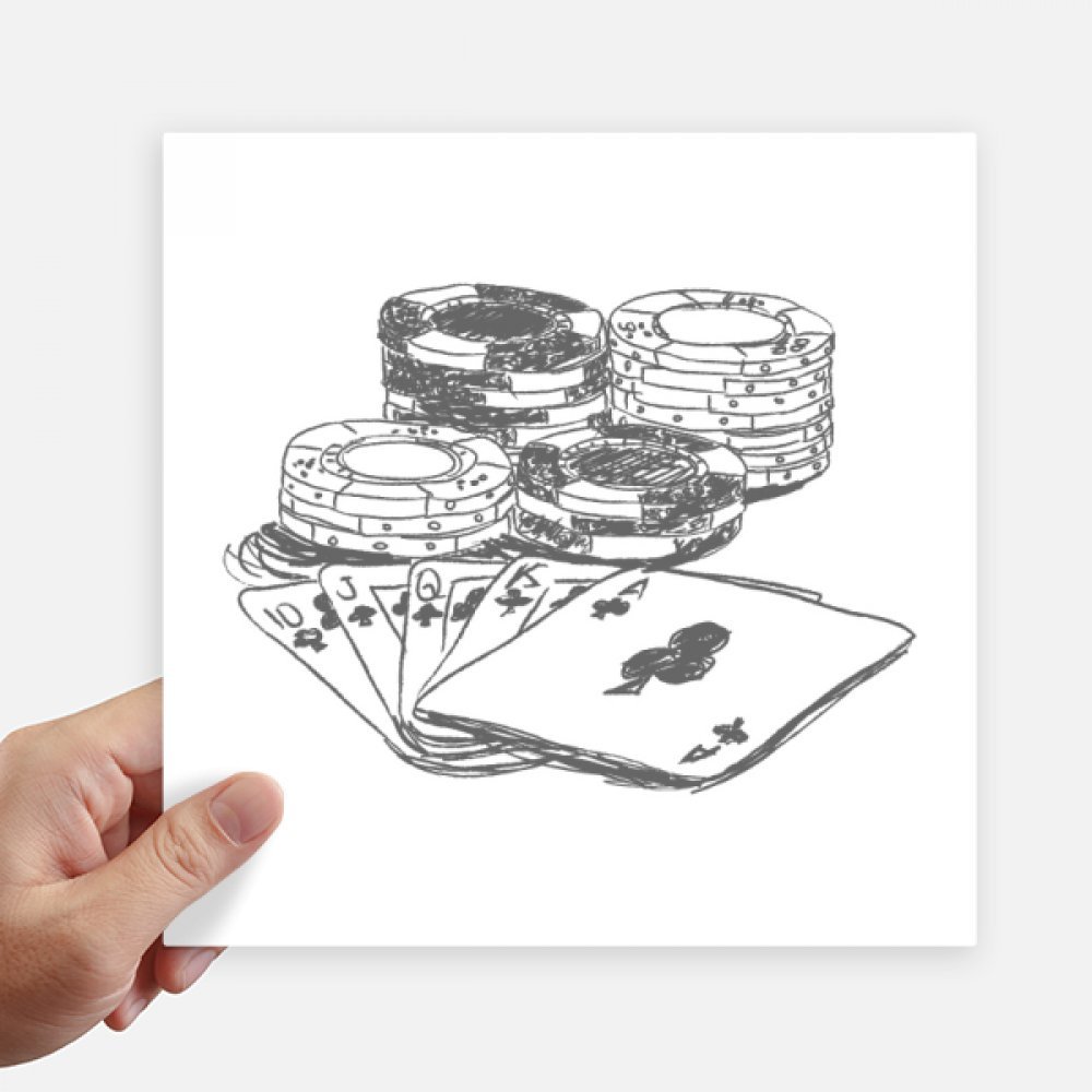 Autocollant poker noir 20 cm lot de 4 stickers carrés pour valise et mur DIYthinker