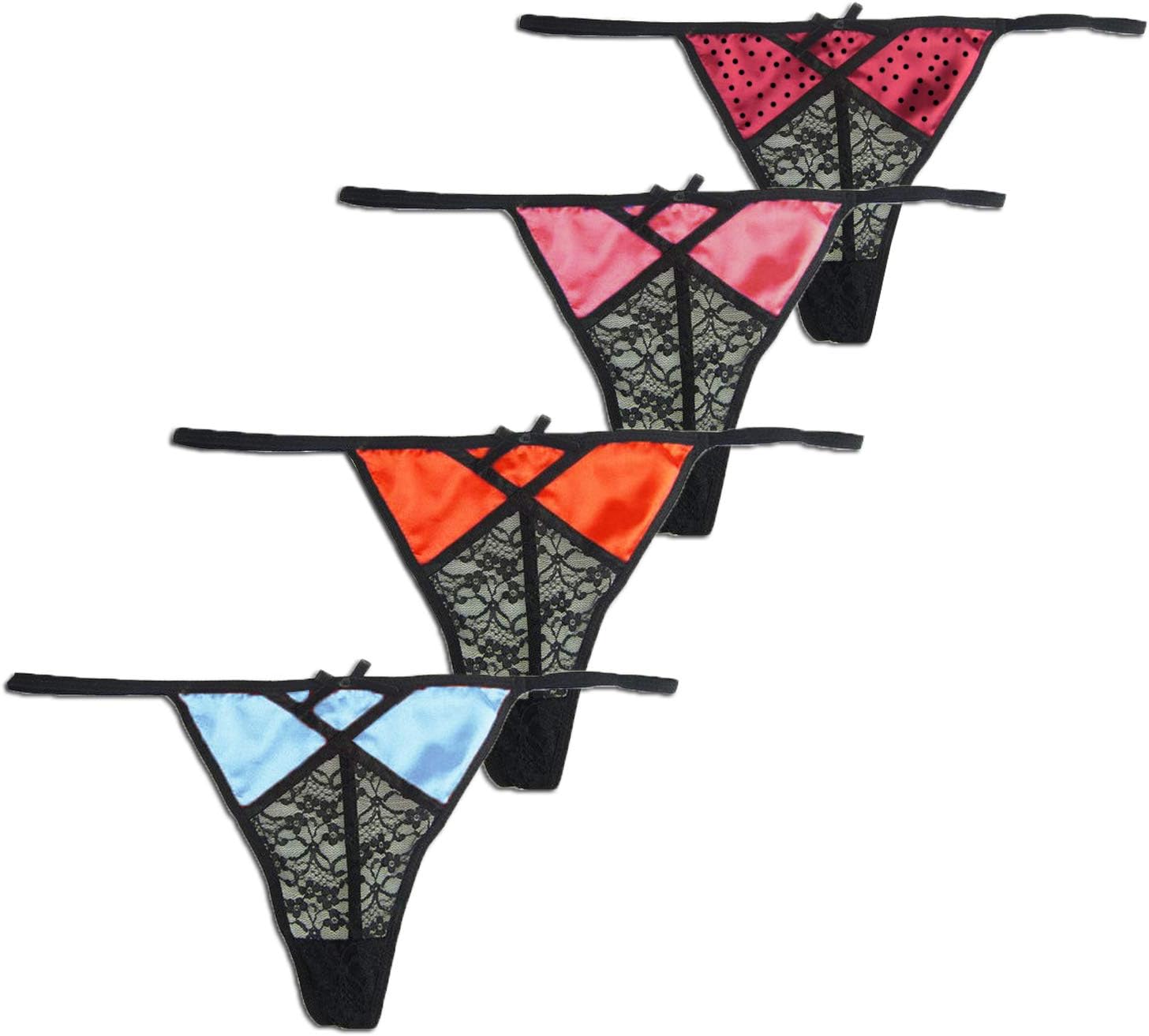 Sexy Lace G-String Thong Panty Underwear Pack of 4 (5X-Large,4 Color 2)