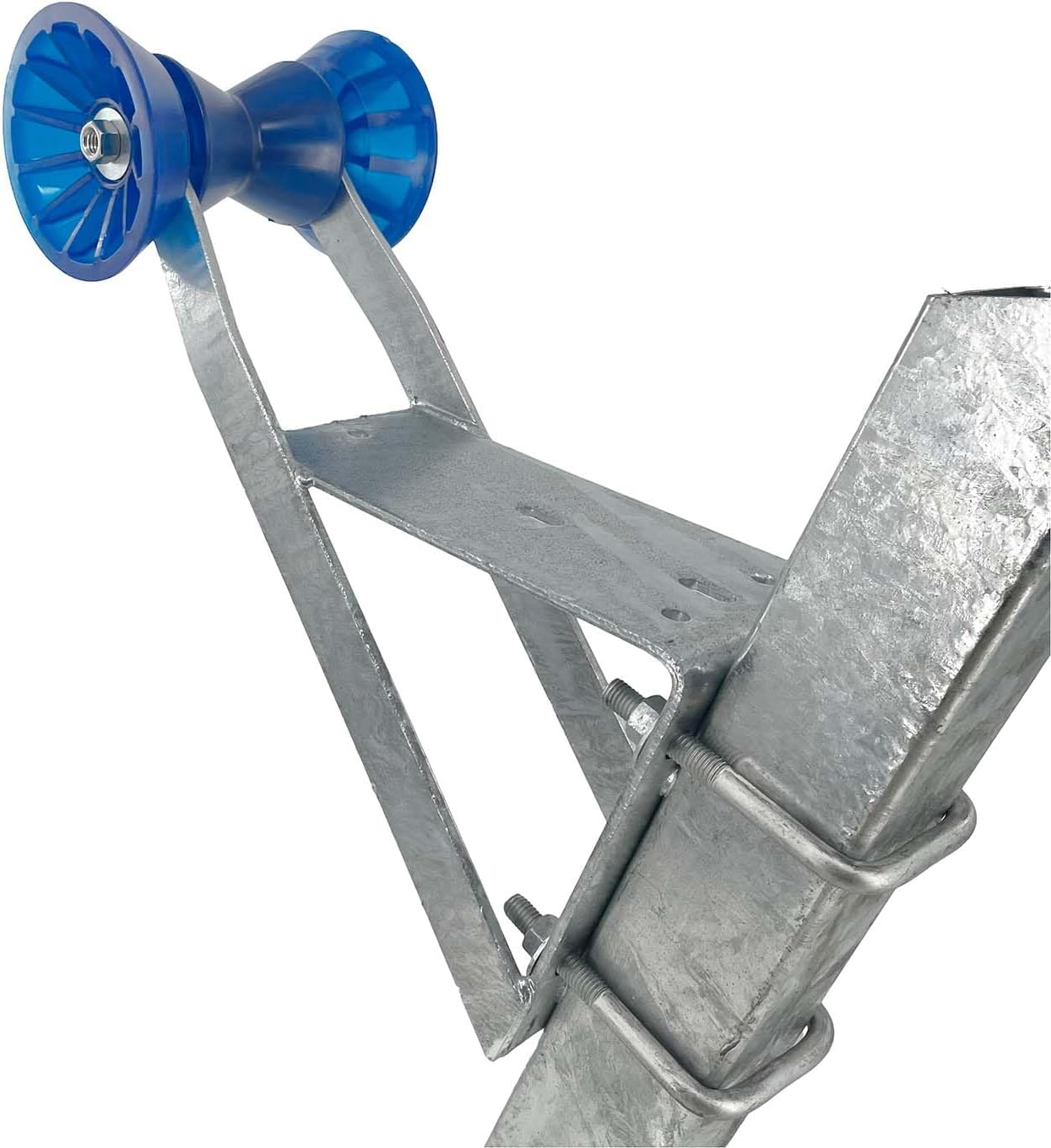 Sturdy Built Boat Trailer Winch Seat with Blue PVC Roller and Bells for 2 inch and 3 inch Winch Posts, 27002