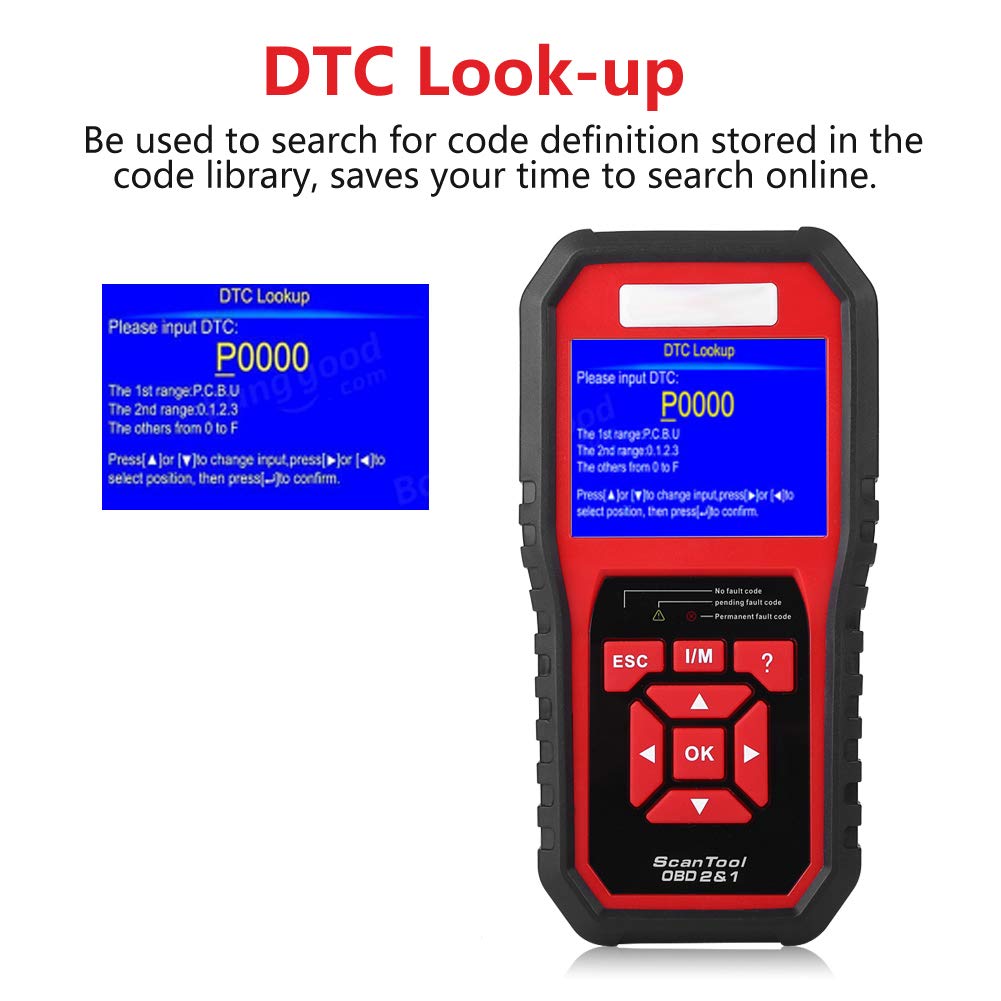 KW850 OBD2 EOBD Diagnostic Diagnostic Scanner Strumento Codice di Guasto Reader, Auto per Scanner Diagnostico a LED per Veicoli OBDII Dal 1996, Evap Scanner Car Diagnostic Red