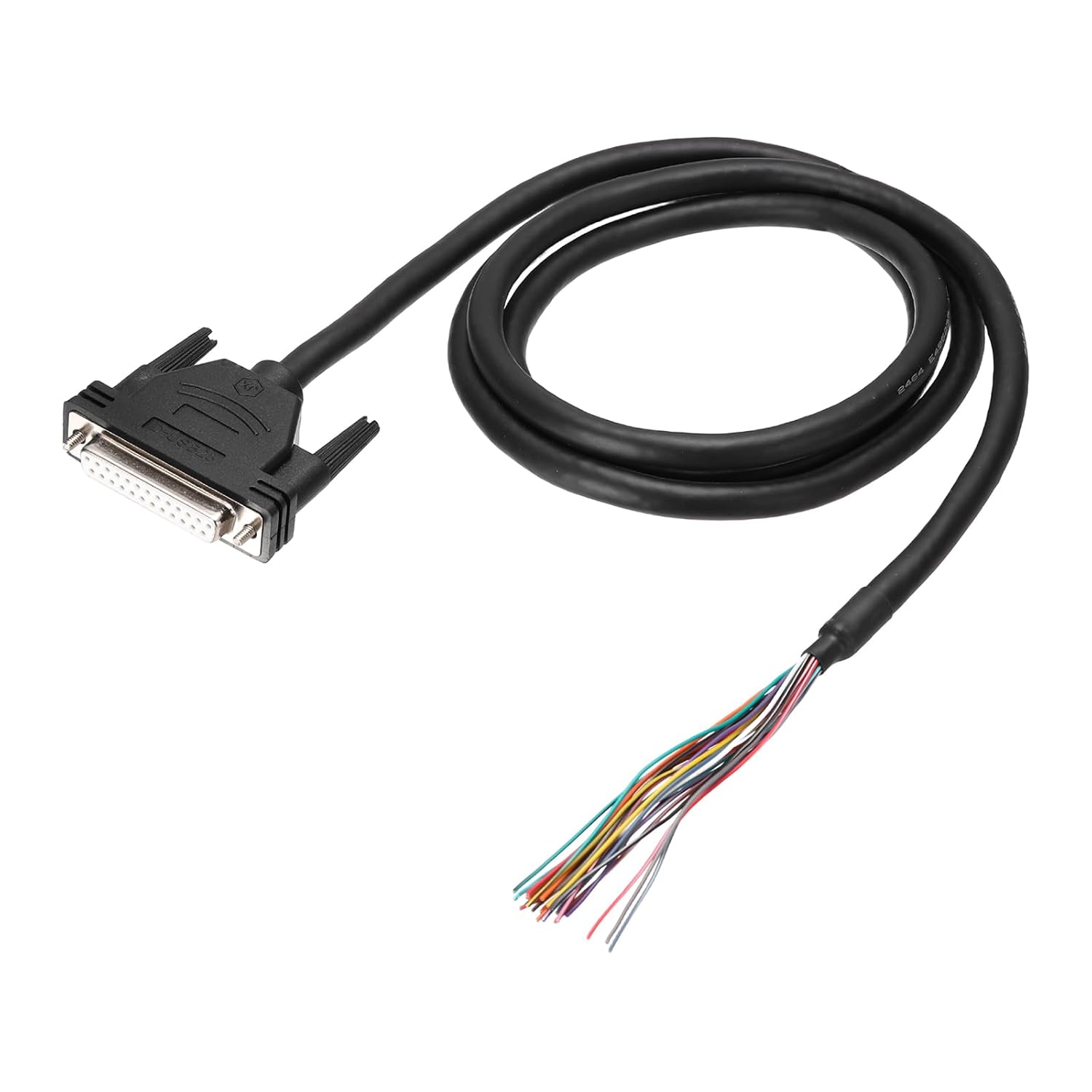 PATIKIL 4.9 ft 26AWG DB25 Female Connector to Bare Wire END RS232 25-Pin Serial Extension Cable Double Shielded Gold Plated Female Connector, Black