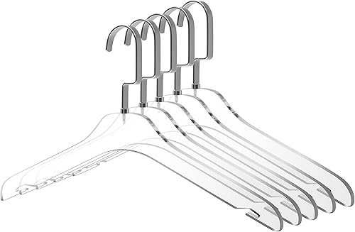 Miniatura 7 de Quality Hangers Perchas de acrílico transparente para ropa  Elegante colgador de ropa con ganchos dorados mate  Percha para vestidos y trajes