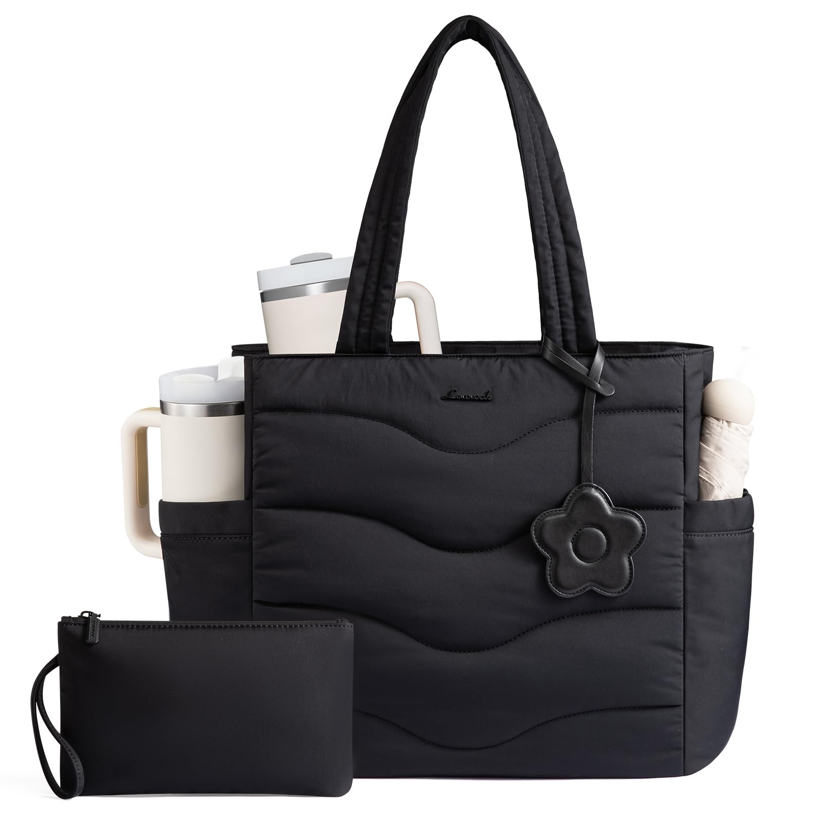 LOVEVOOK Tote Bag for Women Puffer Work Bag Quilted Teacher Nurse Tote Bag with Zipper for Travel Gifts