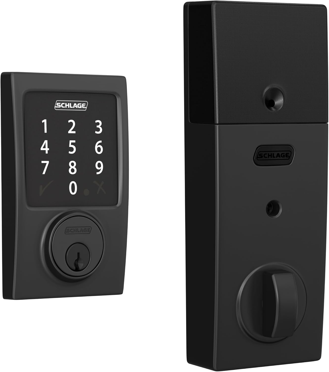 Schlage BE469ZP CEN 622 Connect Smart Deadbolt with Alarm with Century Trim in Matte Black, Z-Wave Plus Enabled