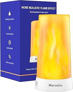 【Upgraded】 LED Flame Light, Rechargeable Flickering Flameless Candles, 4 Modes Battery Operated Candles with Upside Down Effect, Waterproof LED Candles for Indoor Outdoor 1 PCS