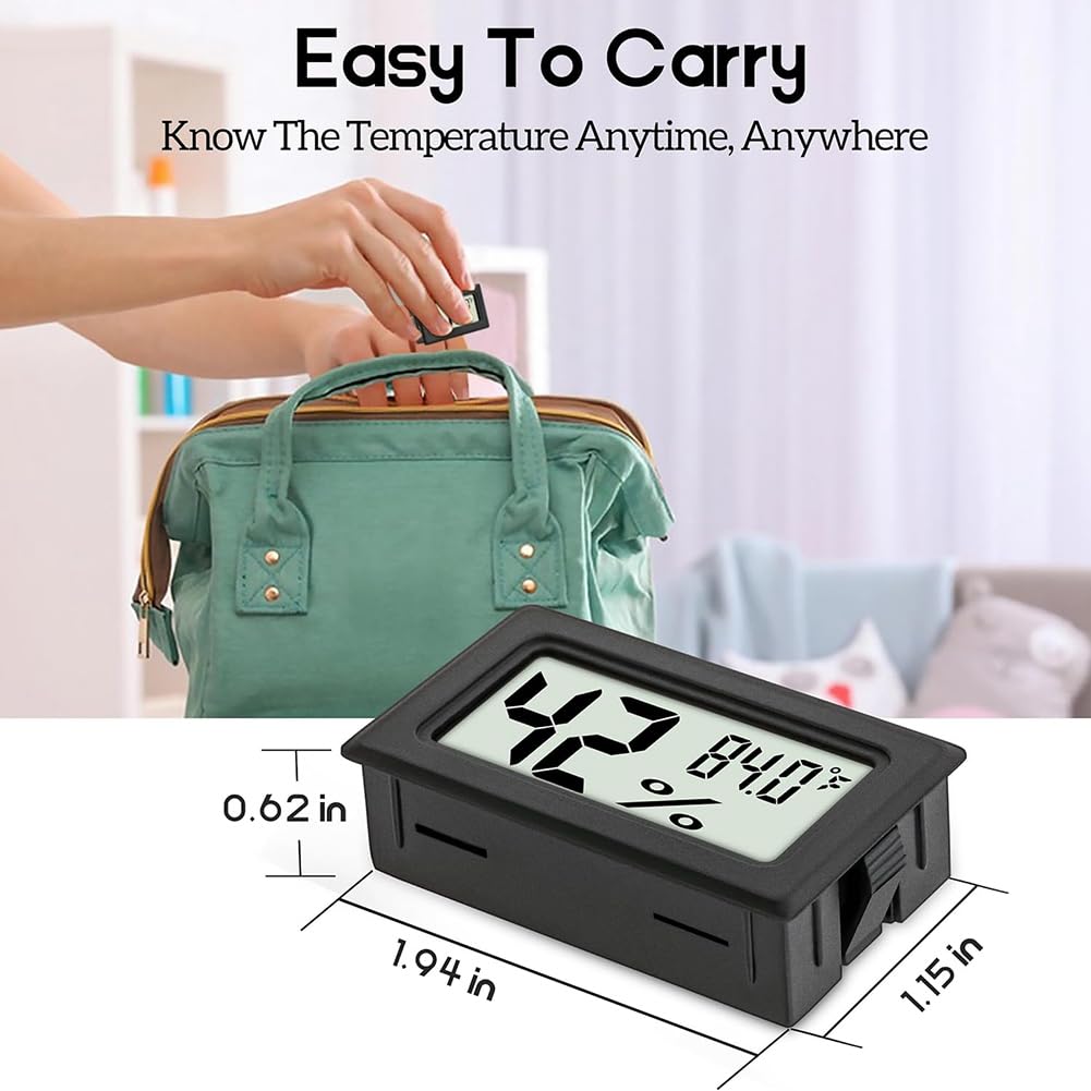 6Pcs thermomètres numériques d'intérieur, Mini hygromètre, Thermomètre numérique Humidité avec (℉), Incubateur, Thermomètre d'intérieur pour serre, jardin