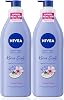 NIVEA Body Lotion Containing Precious Oils Cherry Blossom & Jojoba Oil 400ml x 2 Pieces, For Normal and Dry Skin, 24 Hours Moisturizing, Fast Absorbing Lotion, Advantageous Package