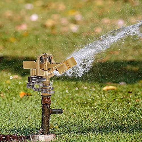 Twinkle Star 1/2 Inch Brass Impact Sprinkler, Heavy Duty Sprinkler Head With Nozzles, Adjustable 0-360 Degrees Pattern, Watering Sprinklers For Yard, Lawn And Grass Irrigation (1) #TOP3