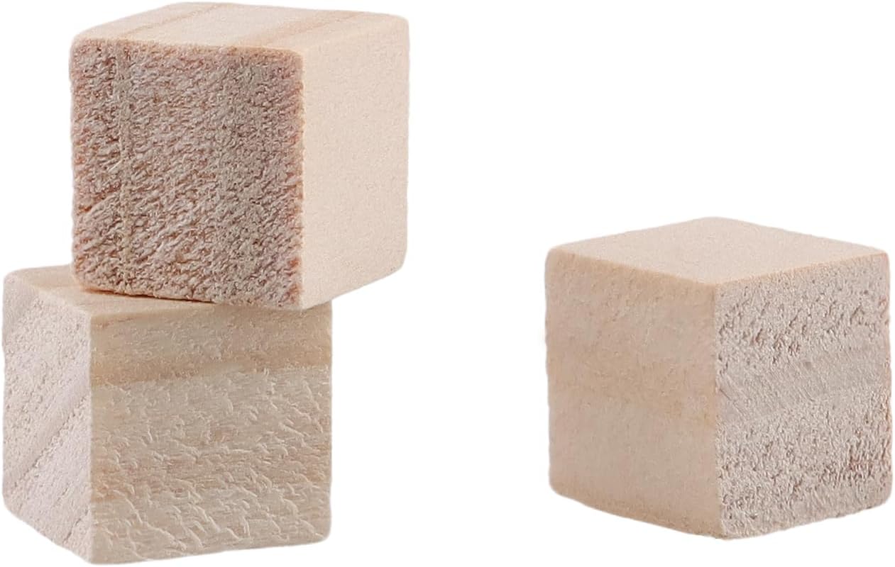 1000 PCS Square Wood Blocks, Wooden Cubes, Unfinished Small Craft Wood Cubes for DIY
