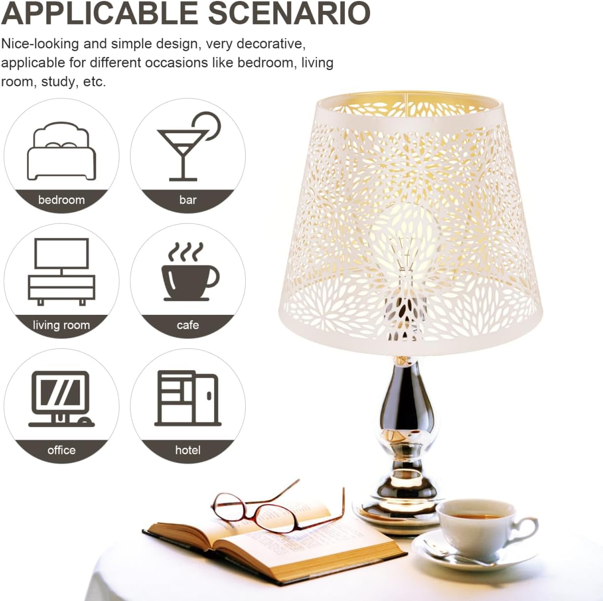 DOITOOL Metal Lamp Shade, E27 Tree Shadow Lamp Shade, Hollow Out Design, Vintage Lamp Shades for Table Lamps and Floor Light, Small Lamp Shades for Living Room Bedroom Decor