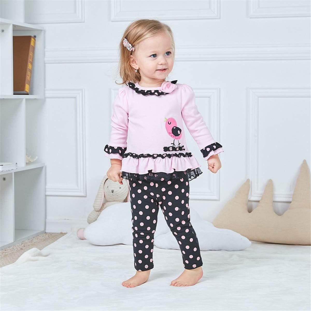 Mud Kingdom Baby Girls Outfits Ruffle Long Sleeve Crewneck Top Pants Set 2 Piece Playwear Set