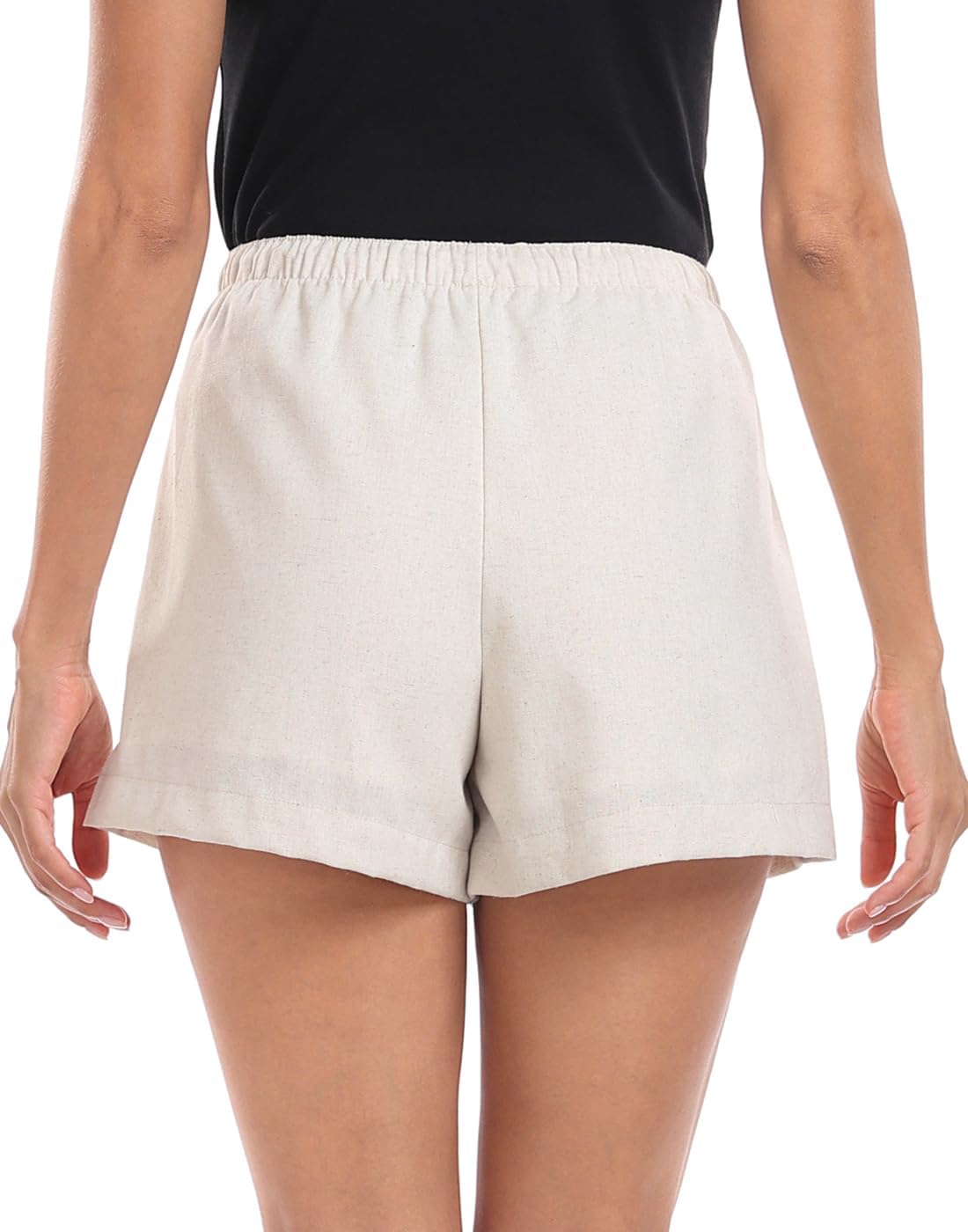 HDE Women's Linen Blend Drawstring Shorts High Waisted 4" Inseam Summer Shorts - Image 5