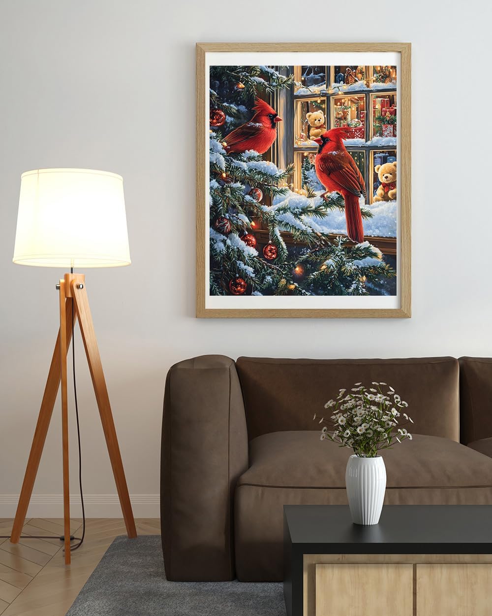 Moohue Cross Stitch Supplies 14 Counted Stamped Cross Stitch Kits for Adults Winter Animals Birds Bear Cross Stitch Kits Printed Pattern Needlepoint Kits (Winter Birds Bear 3)