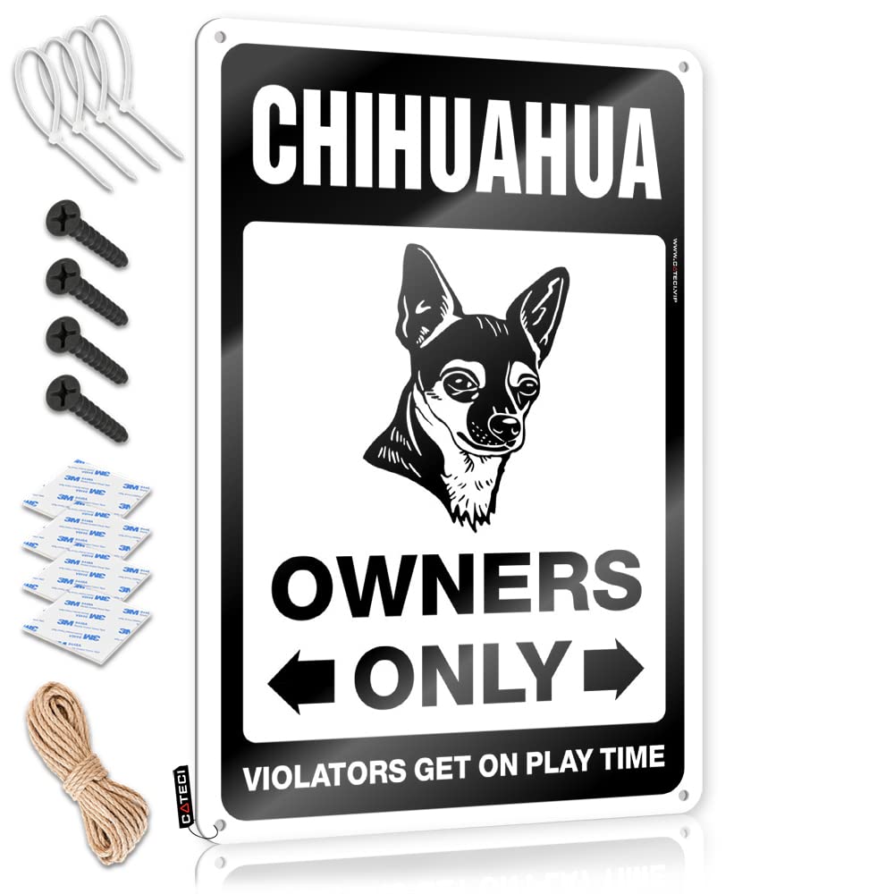 KRAZMURONGD Home Wall Decor Funny Metal Sign Decaor Sign Chihuahua Parking Only Tin Sign(30X40CM)
