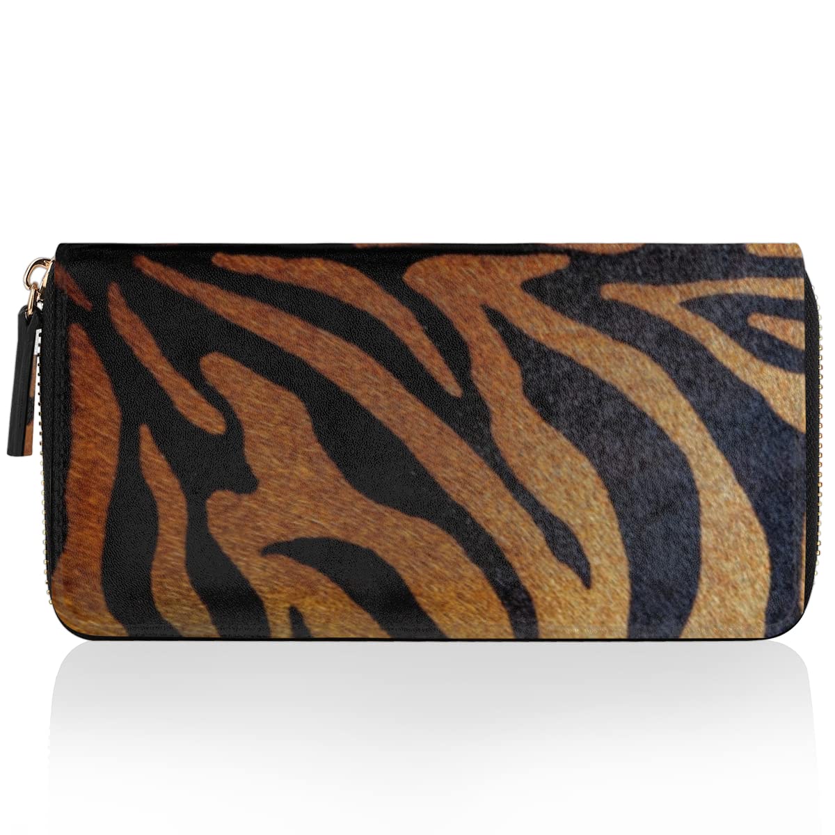TropicalLife Borsa con stampa tigre borsa porta carte di credito multi borsa frizione pelle tigre borsa per donna pelle cerniera portafoglio lungo portamonete, Multicolore, Taglia unica