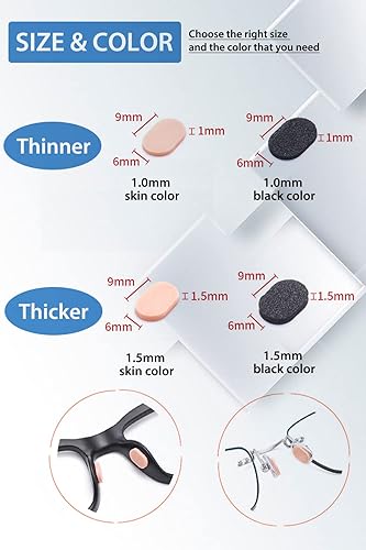 Miniatura 3 de OPUGIT Almohadillas de nariz de espuma suave, antideslizantes, 16 pares para anteojos, lentes de sol, 0.039 pulgadas, color de piel