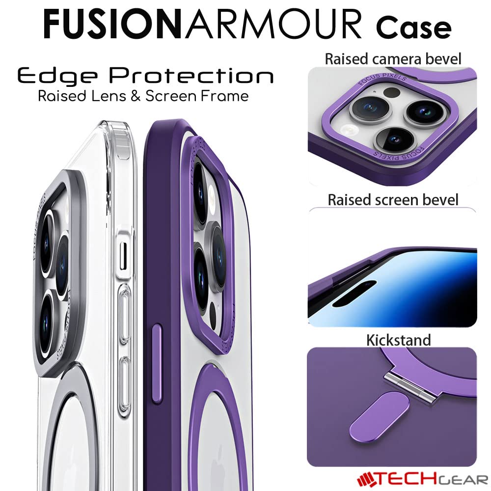 Custodia TECHGEAR Per IPhone 14 Pro Max Con MagSafe E Cavalletto Magnetico – Protezione Antiurto Livello Militare, Fusion Armor Ring