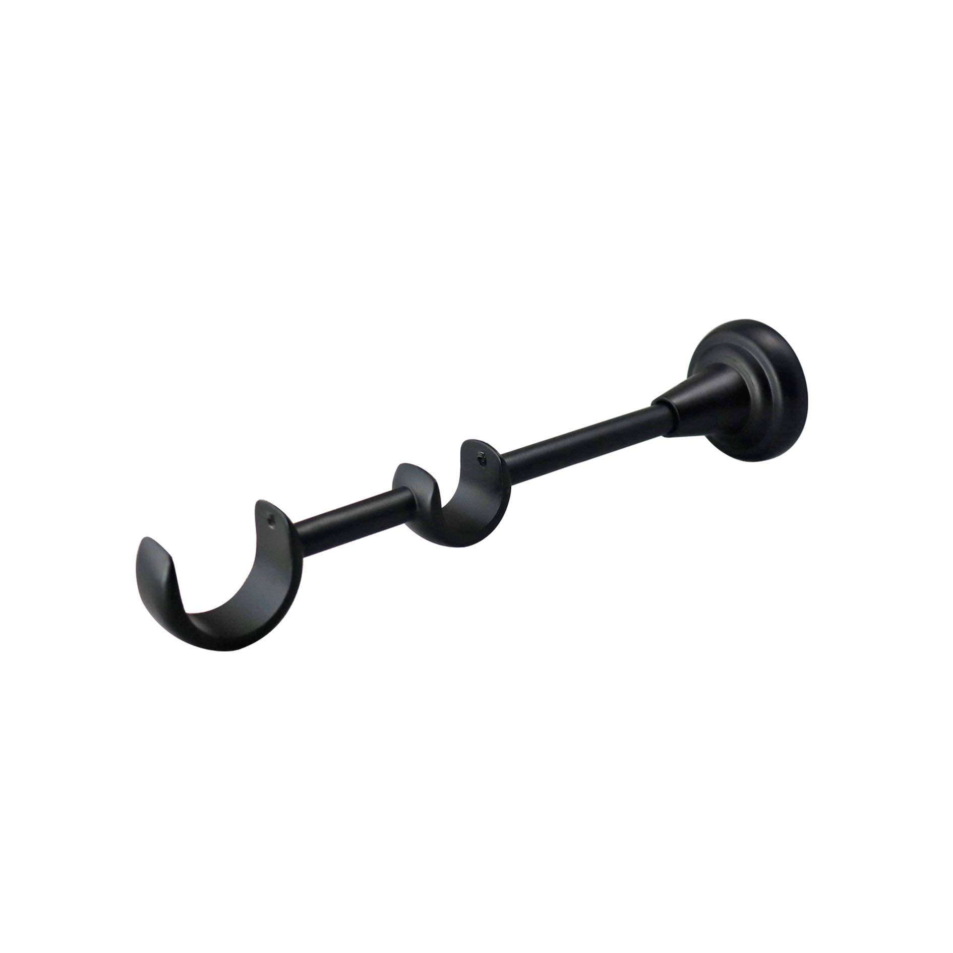 Your Home Online Double Layering Curtain Pole Bracket Holder 28mm / 19mm Metal Black Silver Brass (Matt Black)